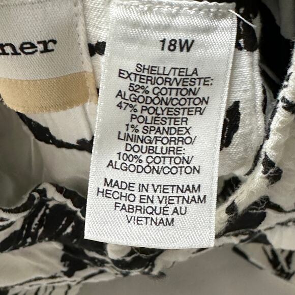 Alfred Dunner Full Zip Shirt Women Plus Size 18W Black White Floral Butterfly - Picture 4 of 7